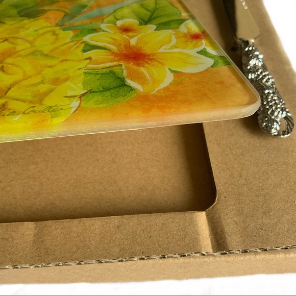 Pineapple Tropical Glass Cheese Board and Cheese Knife Set NEW CounterArt - Picture 5 of 7